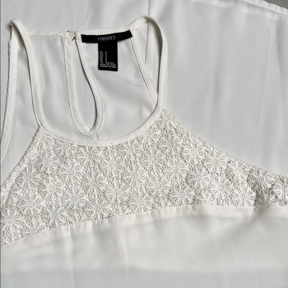 Forever 21 Cream and White Tank Top with Lace Detailing - Picture 5 of 5